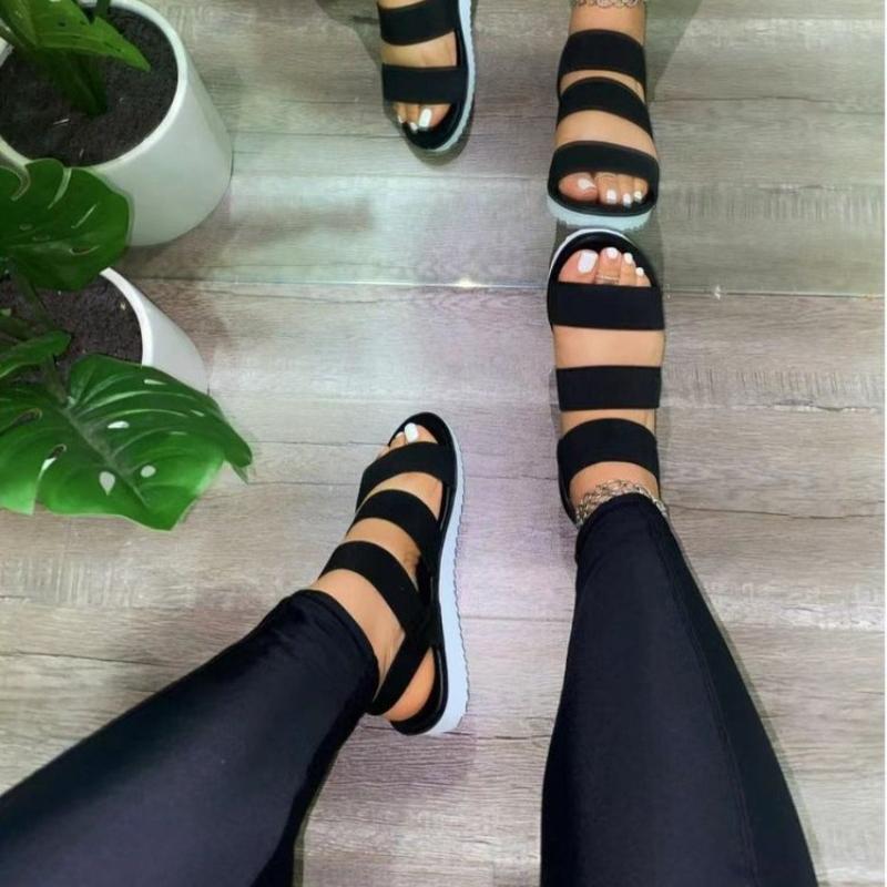 

Летние женские сандалии на плоском каблуке, новая женская обувь с открытым носком, большие размеры, уличные спортивные пляжные повседневные сандалии на плоской подошве, женская обувь 35 чёрный