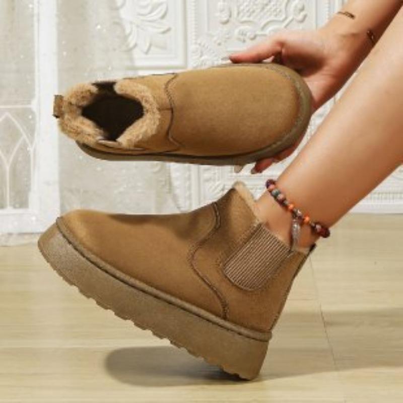 Women's Large Size Soft Sole Winter Warm Fur One Snow Boots Padded Lined Ankle Boots Anti-slip Hiking Sports Cotton Boots Short Boots