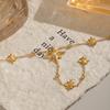 Collier Y-Chain à pampilles étoile à huit branches élégante Xia Ling, Acier inoxydable, Plaqué or 18 carats, Bijou polyvalent pour femmes