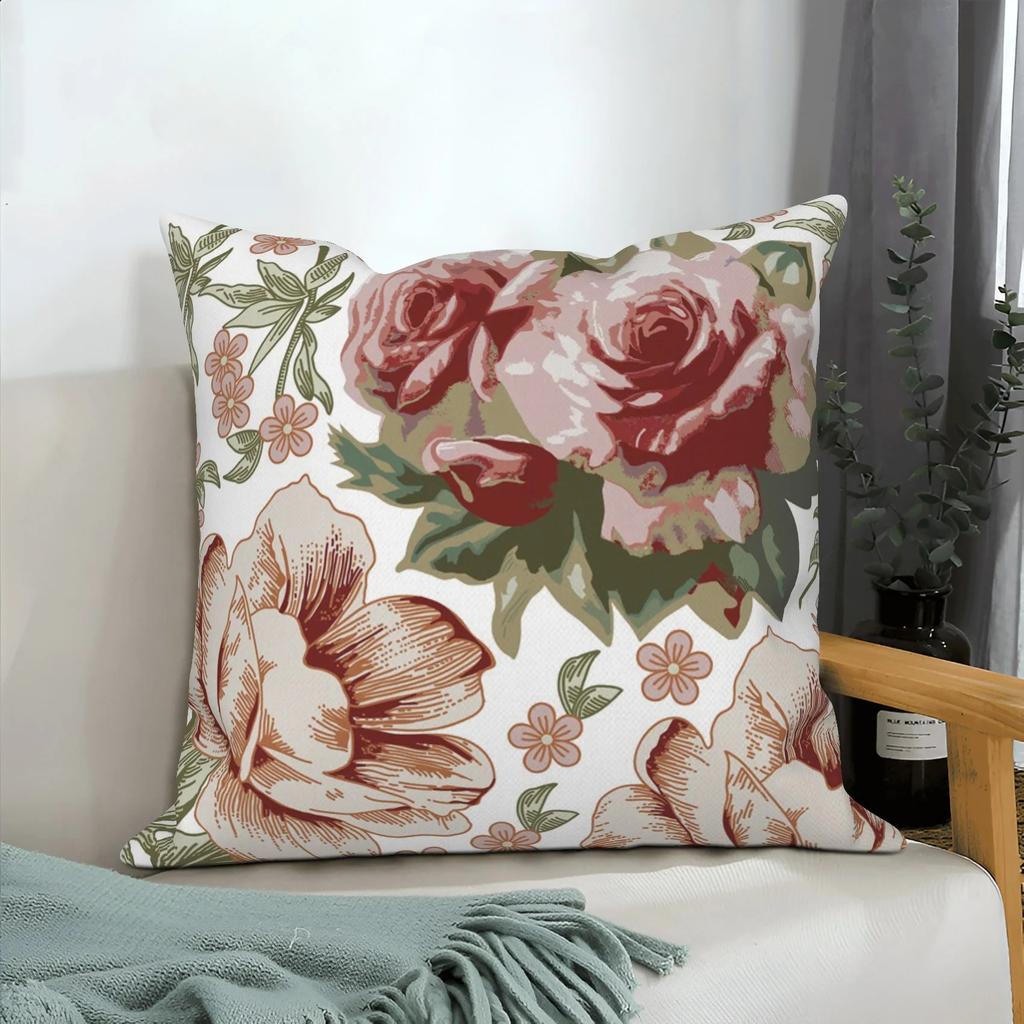 Pink Floral Home Decor Spring Flower Pillowcase Living Room Wedding Pillowcase Sofa Square Cushion Cover