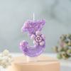 Purple Flowers Creative Numbers Birthday Candles First Year Cake Party Decoration