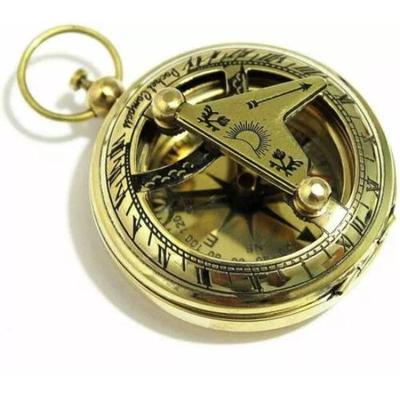 Handcrafted Antique Brass Sundial Compass Nautical Old Vintage Push Button Pocket Compass Collectible