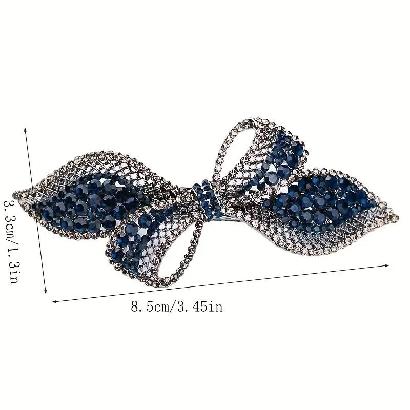 Korean Style Rhinestone Bow Hair Clip for Women - Large Retro Updo Claw Clip