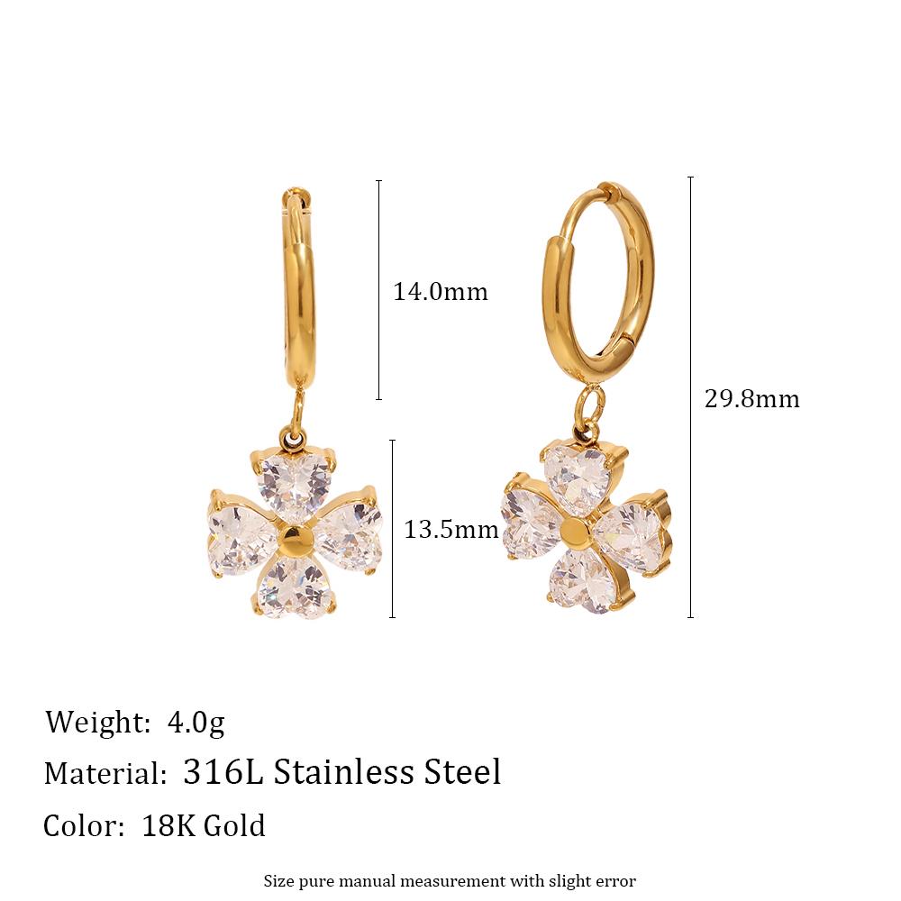 Personalized Stainless Steel Plated 18K Gold Earrings Exquisite Flower Design Women's Jewelry Gift