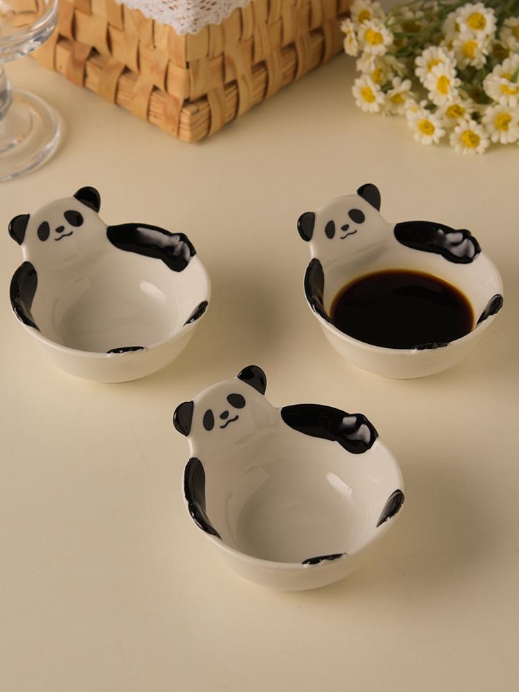 Panda Ceramic Dipping Dish, Cute Shaped Mini Bowl, Steamer Available, Fruit and Snack Bowl, Home and Restaurant Tableware