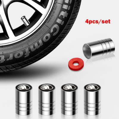 4Pcs Metal Car Wheel Tire Air Valve Caps Stem Cover For Enyaq A7 Octavia Kodiaq Fabia Superb Rapid Kamiq Karoq A5 Derivati