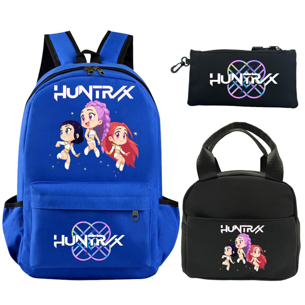 3Pcs/set Anime K-Pop Demon Hunters Printed Backpack with Shoulder Bag Pencil Case for Student Boy Girl Schoolbag Large Capacity Waterproof Bookbag