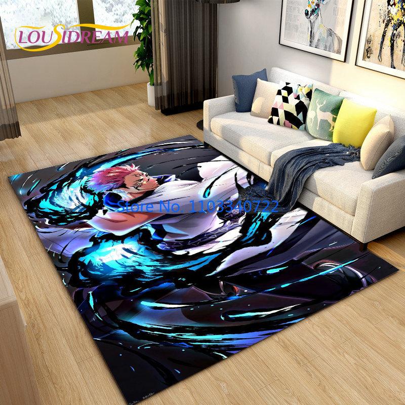 Jujutsu Kaisen Anime Cartoon Area Rug Carpets 120x160cm Decor for Living Room Children's Bedroom Sofa Bathroom Kids Floor Mat