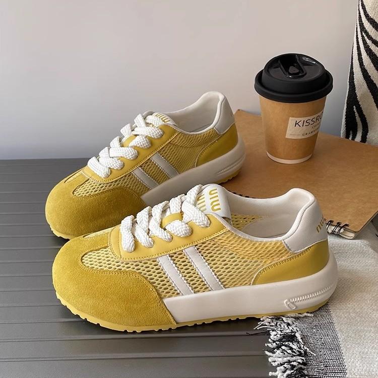 2025 spring and summer new thick-soled German training shoes women's soft-soled comfortable Forrest Gump shoes mesh breathable board shoes sports and