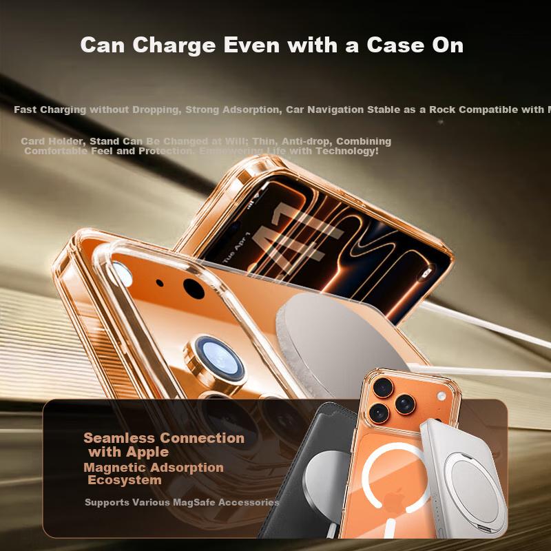 iPhone 17 Pro Case, Apple 17 Pro Protective Case, Magsafe Magnetic Charging Ultra-Thin Anti-Drop Lens Protection Simple Transparent Men and Women