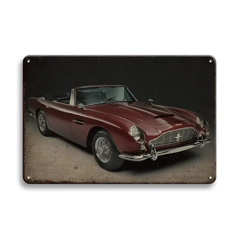 Vintage Fahrzeug Metallblechschild Plakette Retro Blechmalerei Rennwagen Poster Wandkunst Aufkleber Heimbar Garage Dekoratives Plat