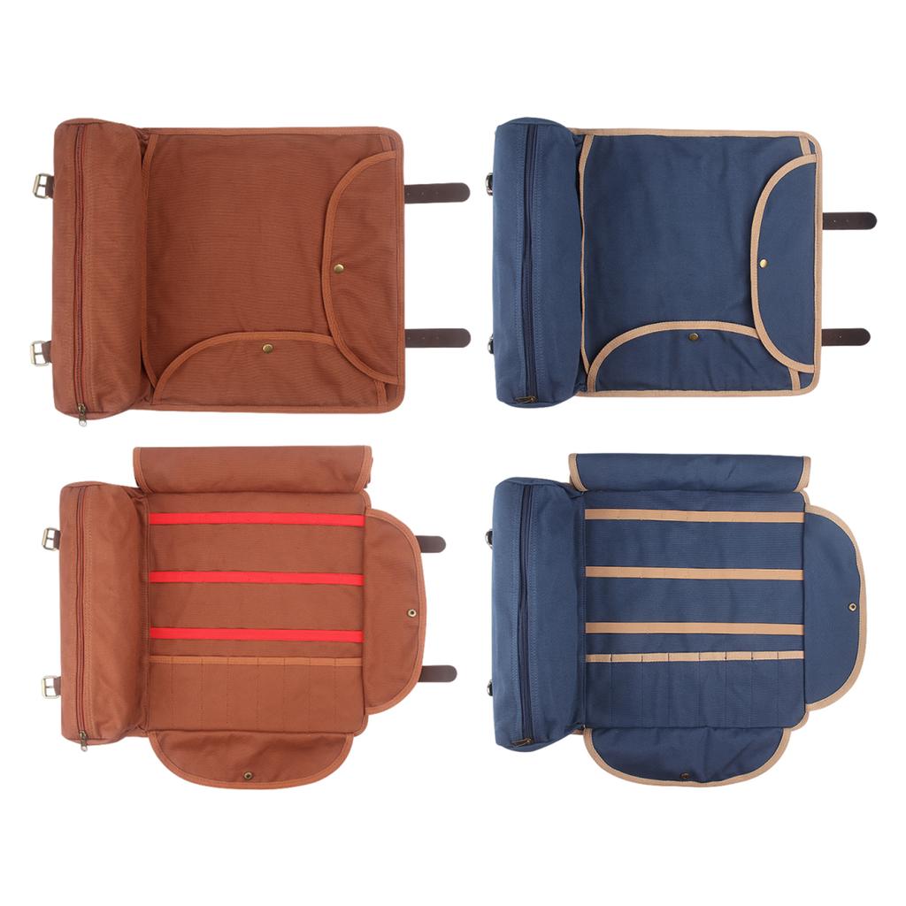 Portable Bar Canvas Tool Bag (Without Tools) with Shoulder Strap Roll Up Traveling Bar Bag for Carrying Cocktail Shaker Set