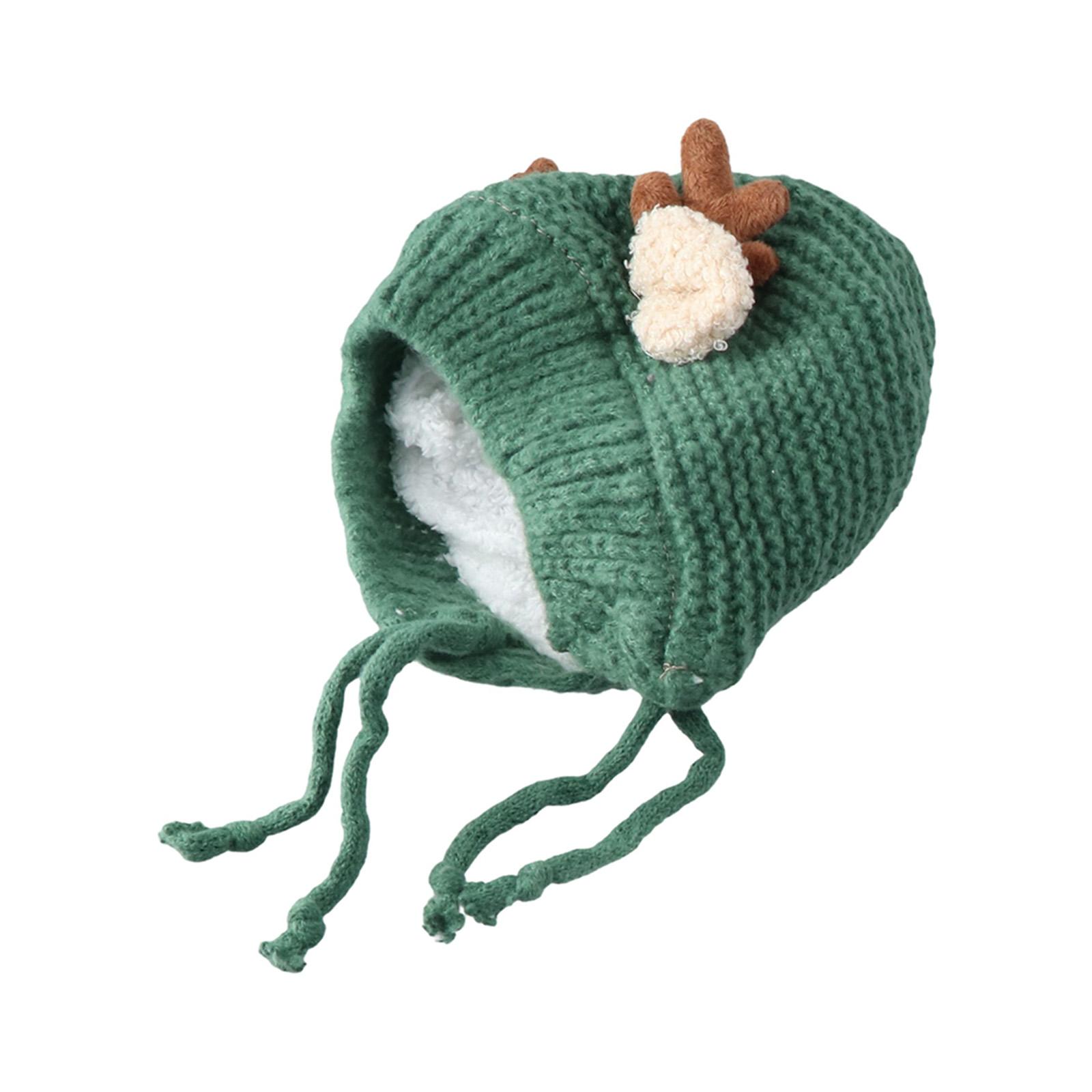 

Рождественская шапка с рогами для детей, утолщенный плюшевый головной убор, белая пушистая подкладка для рождественских вечеринок, аксессуары для косплея зелёный