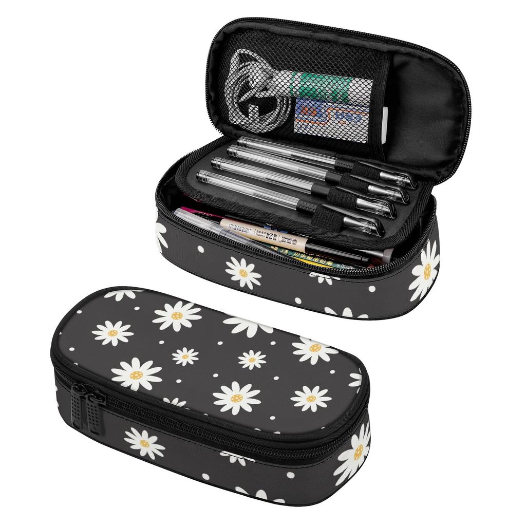 Pen Case Wear Resistant Polyester High Capacity Secure Zipper with Main Compartment Mesh Pocket and Pen Slots for Students