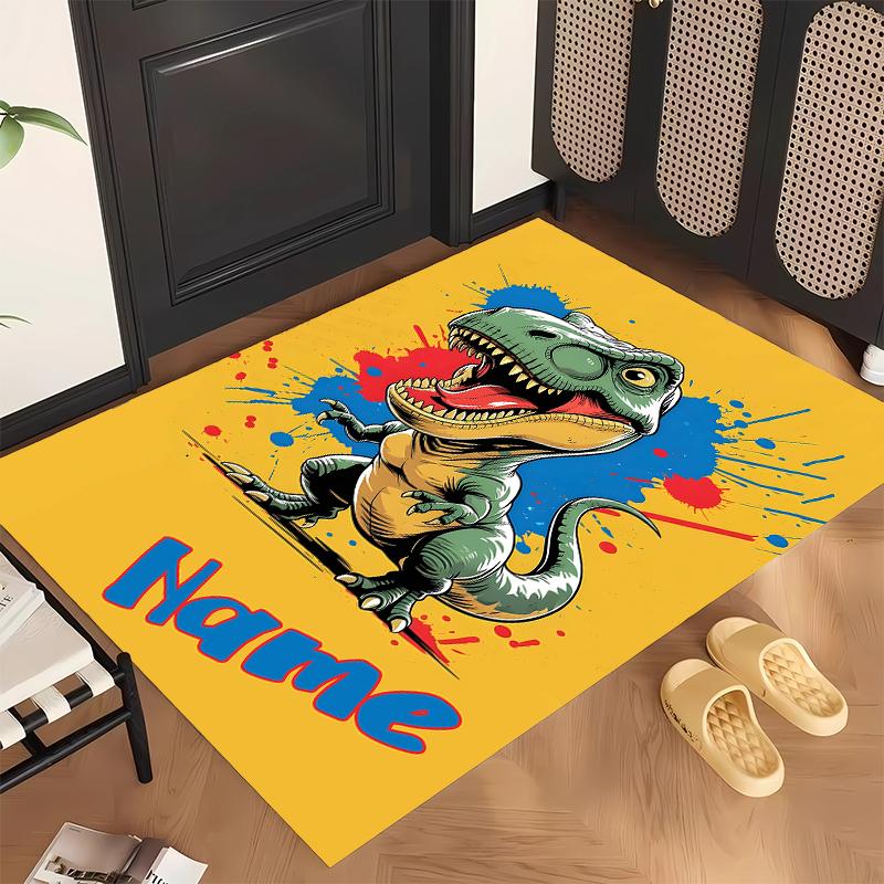 Świat dinozaurów (1) Personalizowany dywanik biurowy z imieniem Stylowa dekoracja do salonu, sypialni, kuchni
