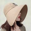 Women Summer Hat Big Brim Adjustable Anti-UV Protection Fisherman Hat Foldable Beach Sun Hats Empty Top Hat Ponytail Hat Travel