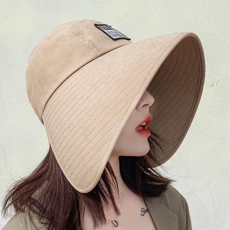 Women Summer Hat Big Brim Adjustable Anti-UV Protection Fisherman Hat Foldable Beach Sun Hats Empty Top Hat Ponytail Hat Travel