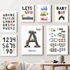 Customized Name Nursery Wall Art Personalized Wall Poster Print Traffic Car Letter Canvas Painting Pictures Kids Baby Room Decor