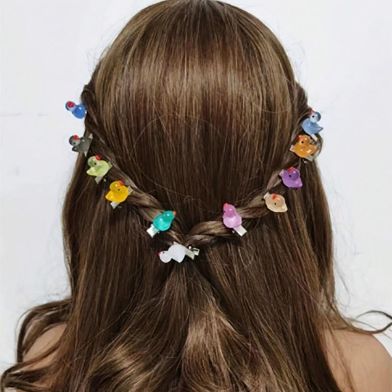 40PCS Mini Cartoon Duck Shaped Hair Accessories Side Clip Hairpins For Kids Girls Party Use Headwear