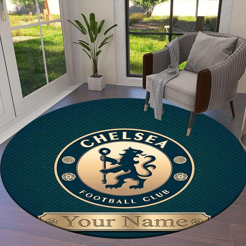 Chelsea F Custom Name Round Area Rug,Carpet Rug for Living Room Bedroom Sofa Playroom Decor,Non-slip Floor Mat