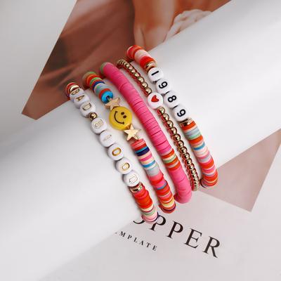 Europe and the United States Hot-selling Clay Soft Pottery Letter Bracelet, Color Red Taylor Concert Bracelet 1 Piece Set