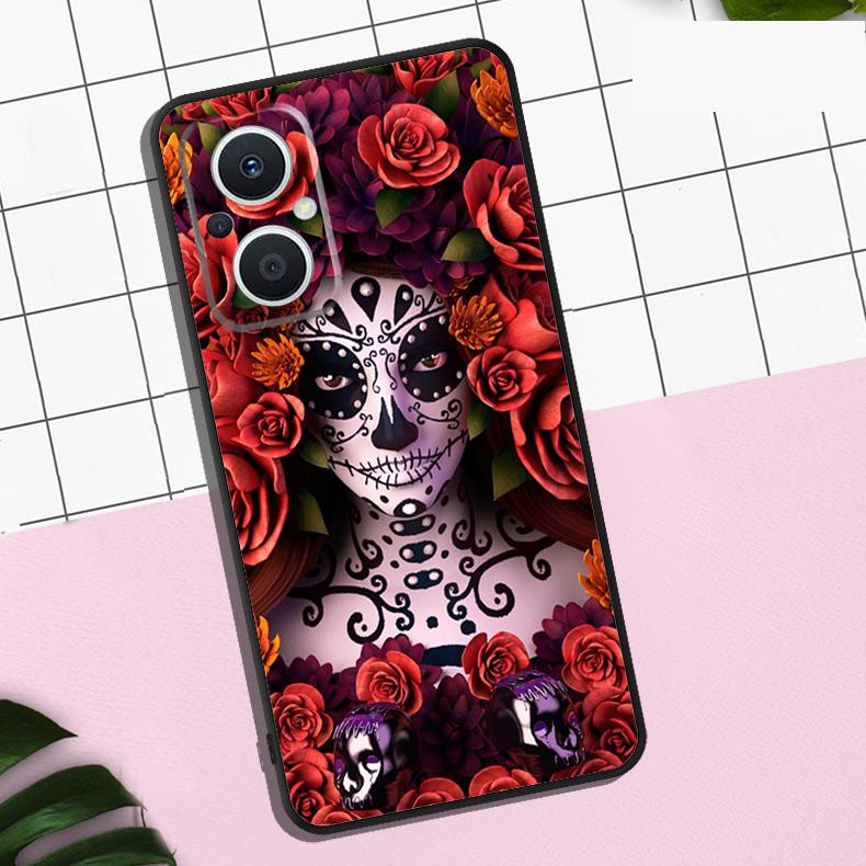 Mexican Skull Girl Tattooed Art Case For OPPO Reno 13 12 11 F 8T 7 8 10 Pro OPPO Find X8 Pro X6 Pro X3 X5 Lite Cover Coque