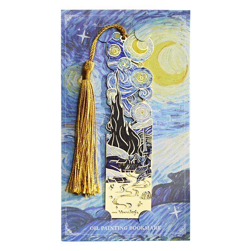 1/4Pcs Vintage Oil Painting Creative Metal Bookmark Bookmark Office School Supplies Funny Gift Stationery Items