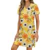 Women's Casual V-neck Short Sleeve Split Hem Floral Print Dress