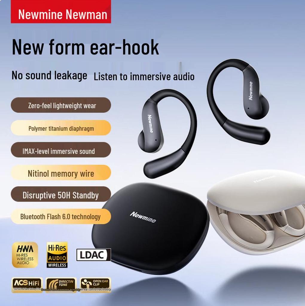Newman OWS-21 Ear-hanging Bluetooth Earphones: Lightweight Design, Bluetooth 6.0, Ultra-long Standby.