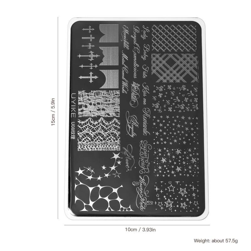 UYIKE Nail Art Stamping Plate French Alphabet Texture Manicure Tool