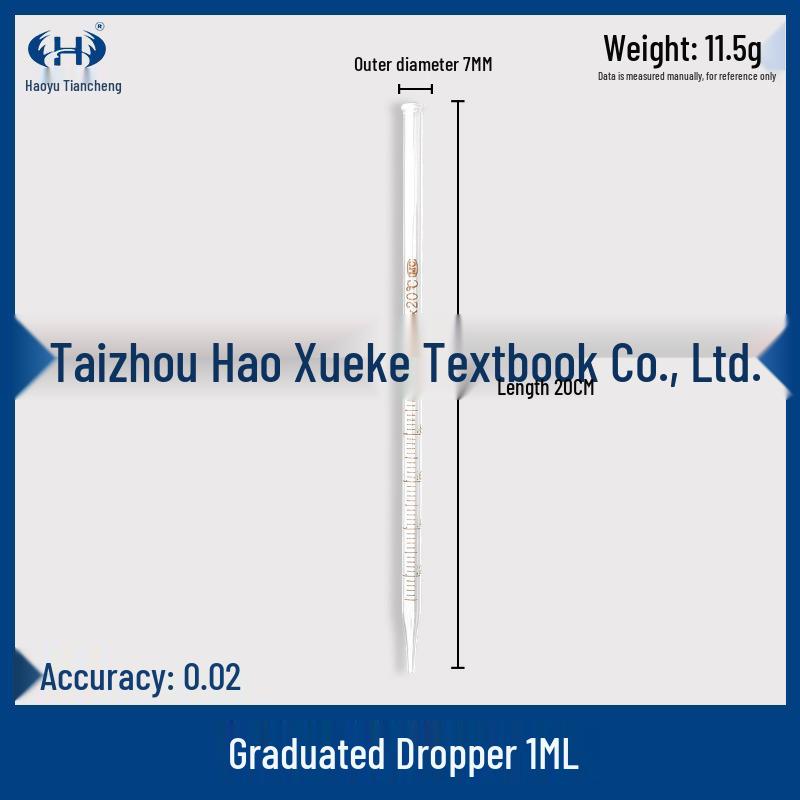 Graduierte Glaspipette mit rotem Gummikopf - Erhältlich in den Größen 0,5 ml, 1 ml, 2 ml, 3 ml, 5 ml, 10 ml für den Laborgebrauch