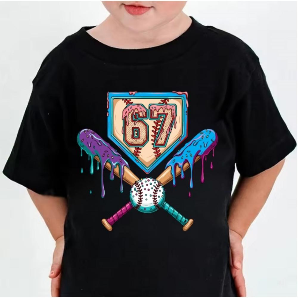 Printed T-shirt for girls/boys, solid color shirt, Christmas gift shirt, children's clothing, short sleeved top