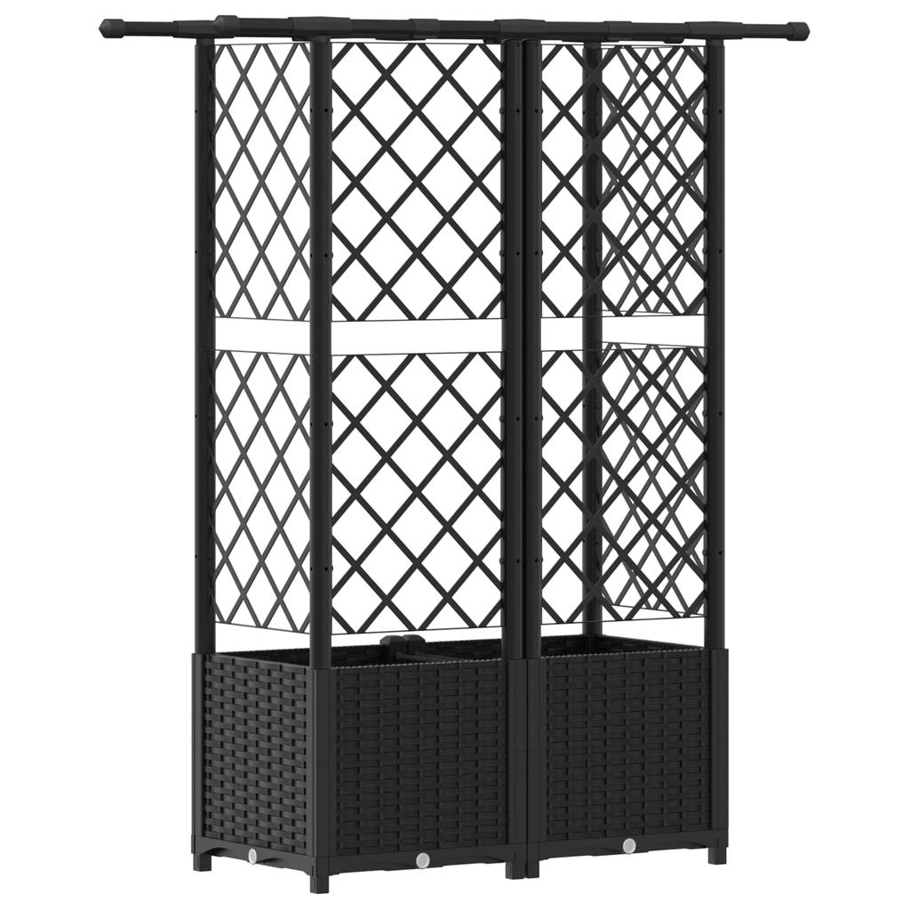 Elevated Planter with Trellis and Hanging Roof Black 124 X 40 X 138 Cm PP