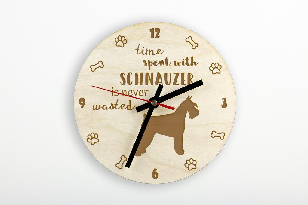 Schnauzer I - clock with dog, wooden clock with engraving, personalised clock by Art-Dog