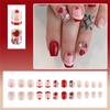 24pcs Valentines Nail Press On Nail French Tip Short Square Elegant Heart Designs Stick on Nail Manicure Nail Accesories