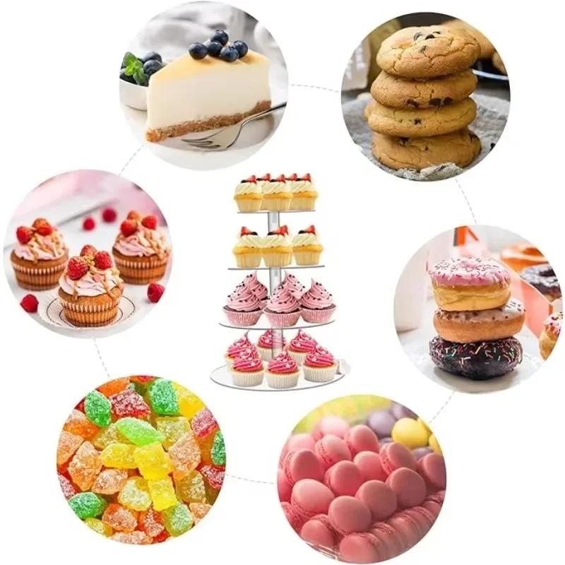 3/4/5/6Tier Acrylic Round Cupcake Stand Clear Birthday Cupcake Stand Holder Dessert Display for Wedding Birthday Christmas Party