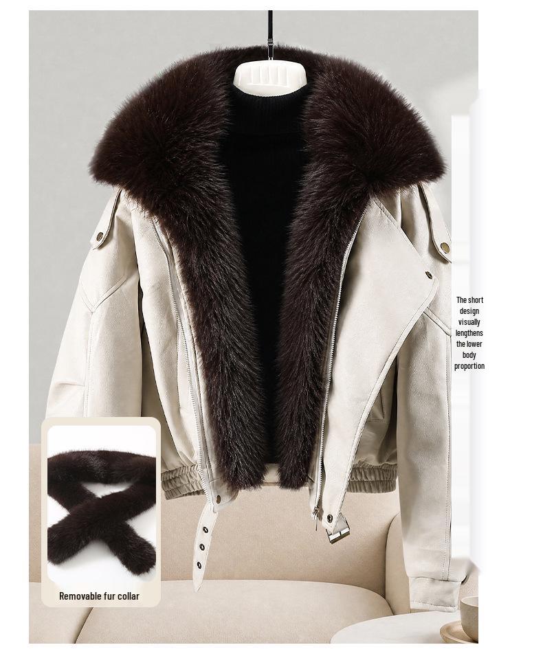 2026 Winter Women's Thick Cotton Jacket with Large Fur Collar, European & American Design