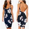Fashion Summer Floral Dress Women Sexy Print Dress Backless Bodycon Slip Dress