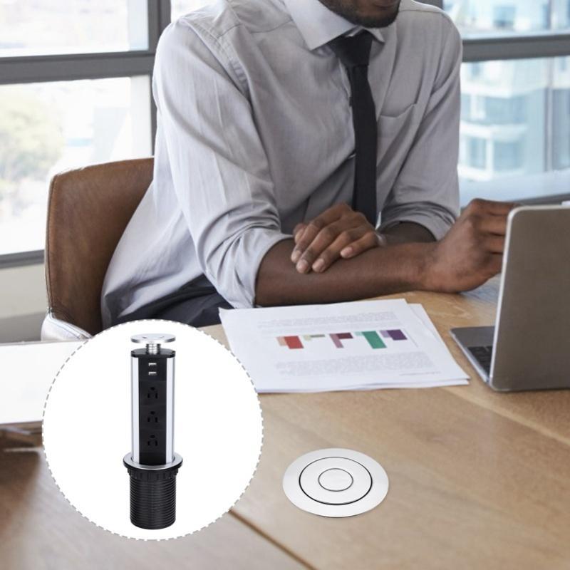 Electrical Power Outlet Home Kitchen Worktop Desk Pull PopUp Socket With USB Port Electrical