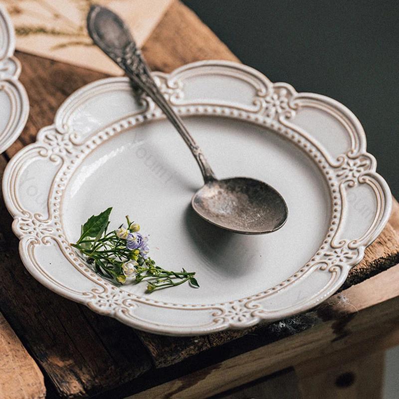Creative Relief Ceramic Plates Vintage Restaurants Desserts Salad Plate Delicious Dishes Soup Bowl Exquisite Household Tableware
