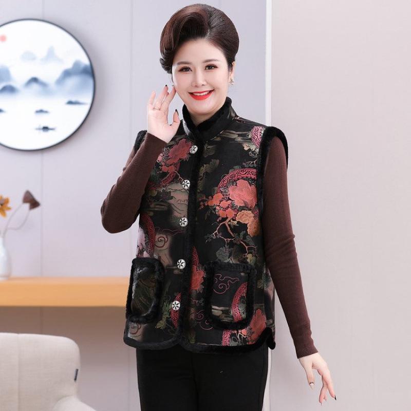 240 Jin Plus Size Autumn/Winter Chinese Velvet Vest for Middle-Aged and Elderly Women