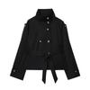 Womens 2026 Double-Breasted Belted Trench Coat With Stand Collar Slim Fit Street Style
