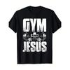 European Sizes Men's Gym Jesus T-Shirt - Heavyweight Christian Weightlifting Tee with Barbell Cross Design - All-Season Faith-Based Workout Shirt