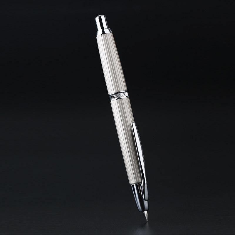 Matte Black MAJOHN A1 Press Fountain Pen Retractable Extra Fine Nib 0.4mm Metal Ink Pen with Converter for Writing