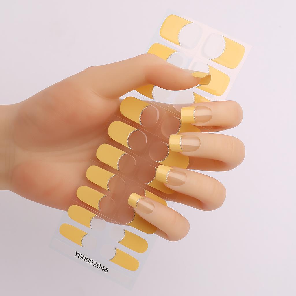 20 Strips French Durable Semi Cured Gel Nail Stickers UV for Long-Lasting Wear and Shine