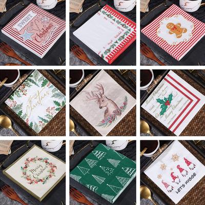 20Pcs/pack 33x33cm Christmas Series Printed Disposable Table Dinner Napkin Paper Xmas Party Decoration