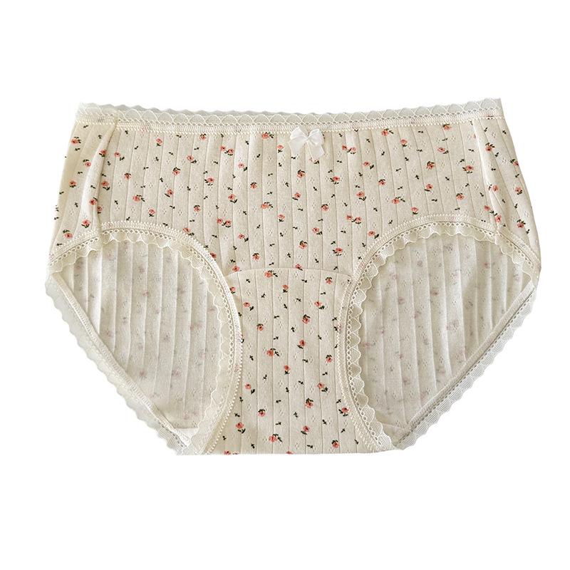 2025 Floral Antibacterial Cotton Women's & Girls' Soft Triangular Panties