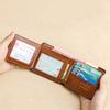 Men's RFID Blocking Genuine Leather Wallet  Vintage Short Multi Function Large Capacity Cow Skin Purse Money Clip