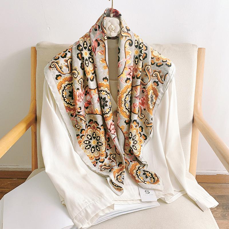 90CM Four Seasons Square Large Square Scarf Luxury Decorative Shirt Professional Headscarf Hairband Sunscreen Headscarf