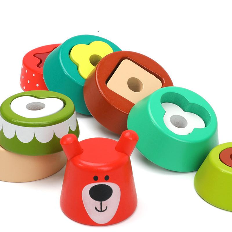 Toddler Educational Wooden Stack Tower Toy With Bright Colors Fun Nonelectric
